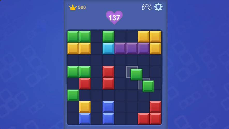 Block Blast Master(ブロックブラストマスター)のゲーム画面:ブロックを配置して縦横のラインを消すパズル