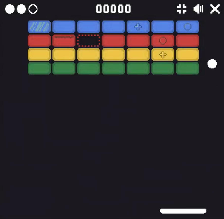 Block Breakerのゲーム画面: ステージ攻略中のブロック崩しプレイ