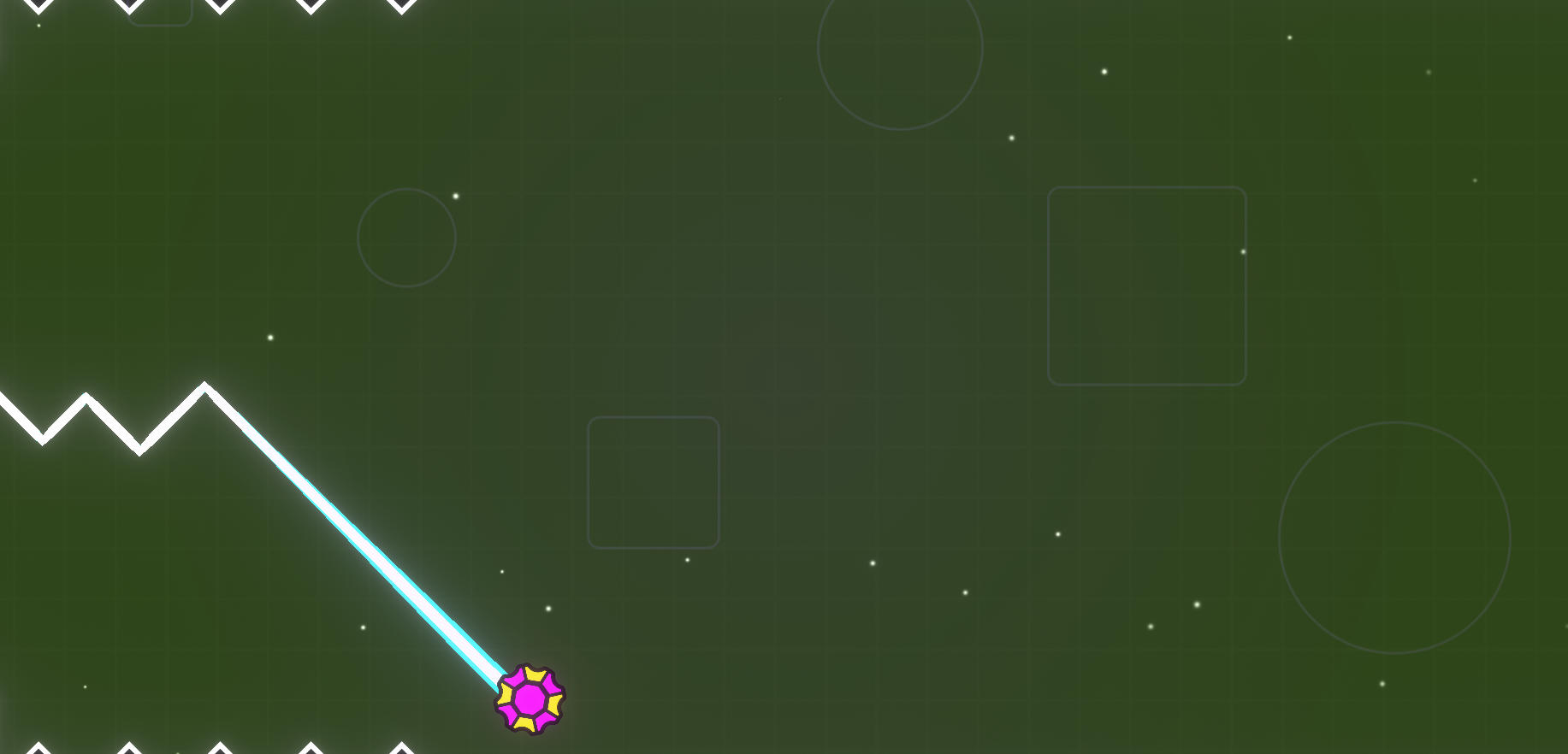 Geometry Vibes X Ballのプレイ画面:X-Ballモードで障害物を回避