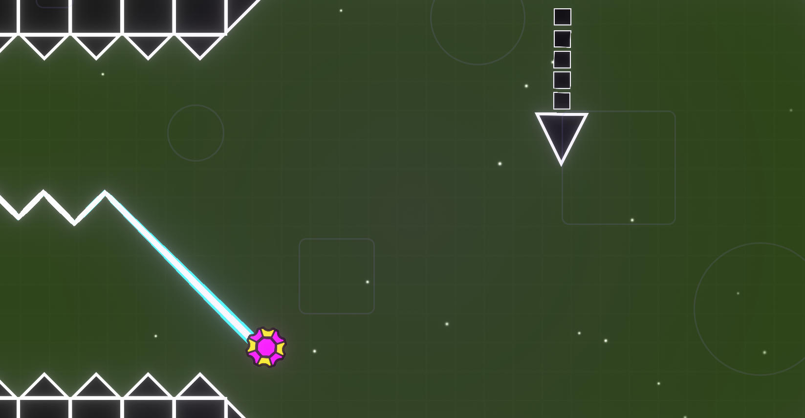 Geometry Vibes X Ballのプレイ画面:カラフルなステージと新ギミック