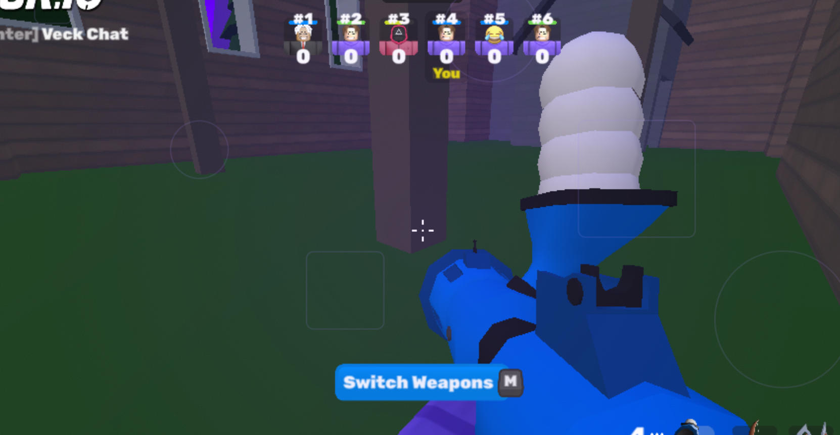 Veck.ioのゲーム画面: 3Dマップで敵プレイヤーと撃ち合う場面